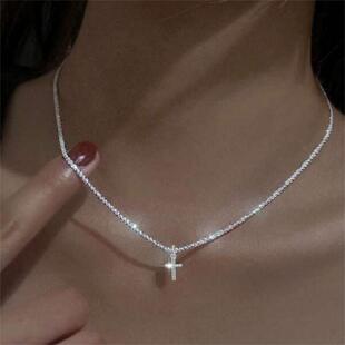 Europe and the United States cross-border foreign trade popular star necklace shiny sparkling cross pendant chain ladies