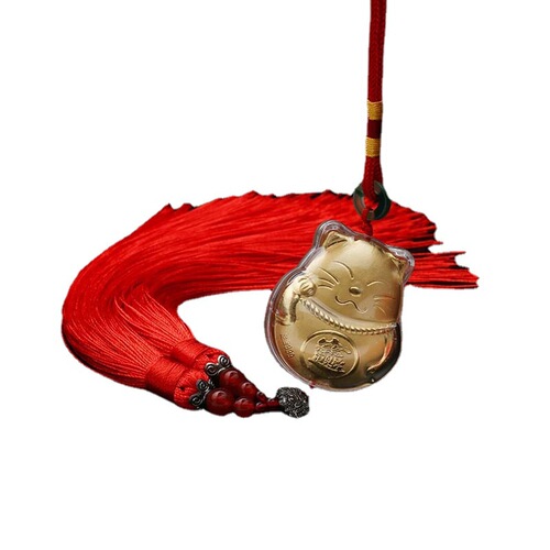 999 Pure Gold and Pure Silver Lucky Cat Car Hanger Pure Silver God of Wealth Pixiu Chinese Style Tassel Car Hanger Gift Box Wholesale