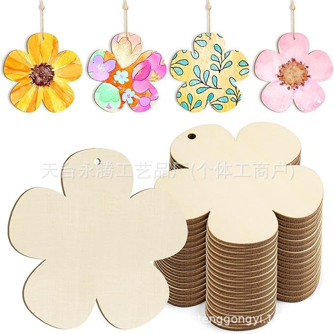 木制向日葵装饰牌花朵爱心蝴蝶蜜蜂兔子木质DIY空白未加工绘画|undefined