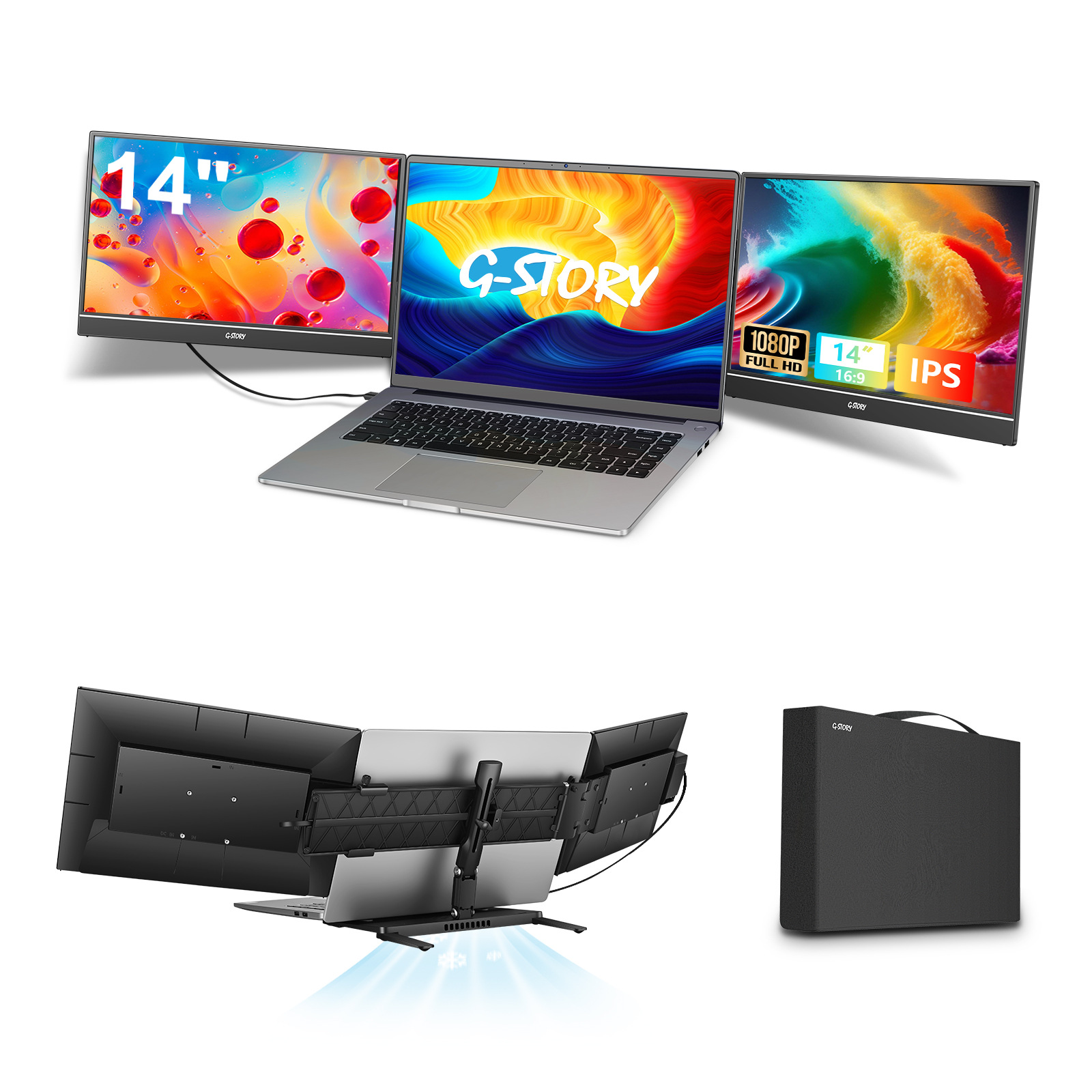 G-Story Cross-Border Laptop/Computer Expansion Screen, Dual/Three/Four Screens for Stock Trading and Work, Foldable Display Expansion