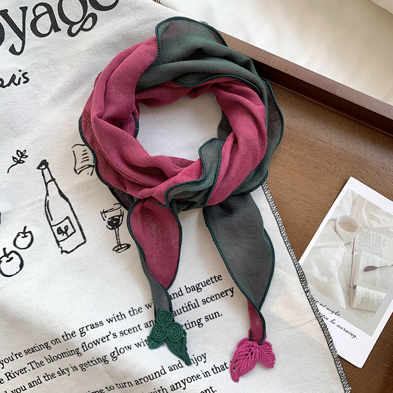 Soporte para bufandas personalizadas bufandas de seda mujeres moda coreana versátil decoración de algodón y lino de color sólido bufandas de seda correa de pelo