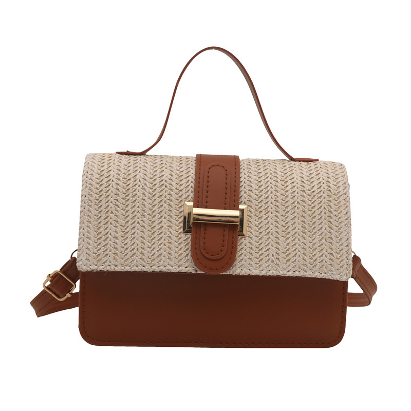 Bolso de tejido para mujeres 2025 nueva moda simple pequeña cadena fresca bolso de hombro bolso de tejido de paja