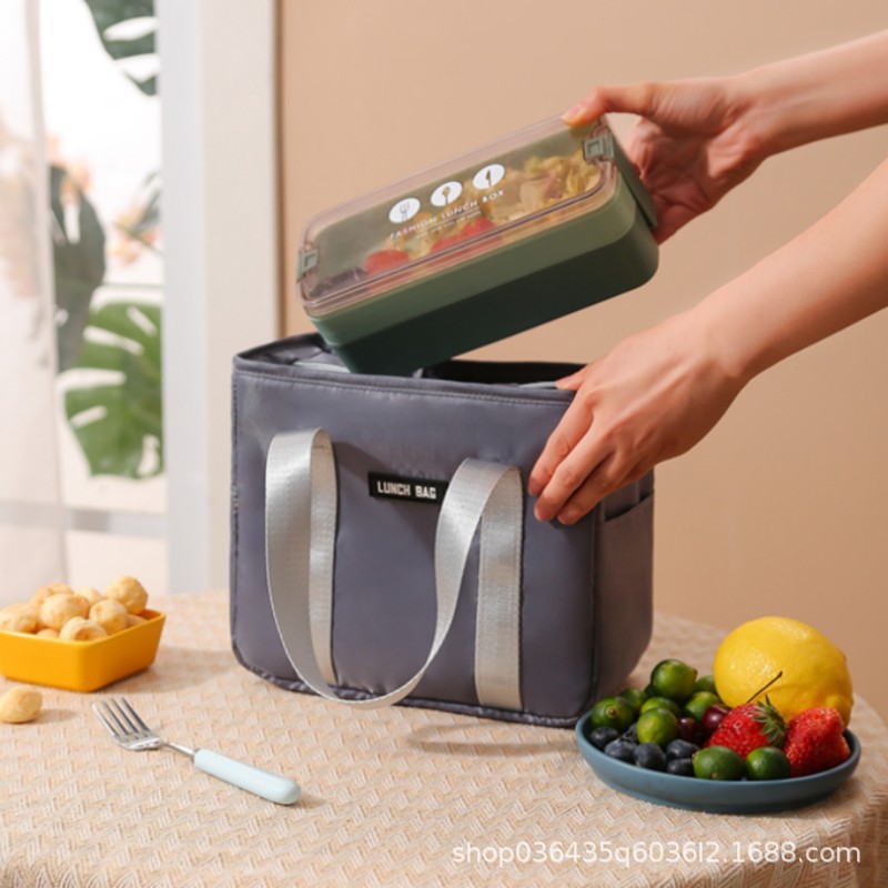 Estudiante de oficinista impermeable pequeña bolsa de comida de papel de aluminio caja de almuerzo engrosada bolsa de aislamiento Portátil Bolsa De Bento con bolsa de arroz