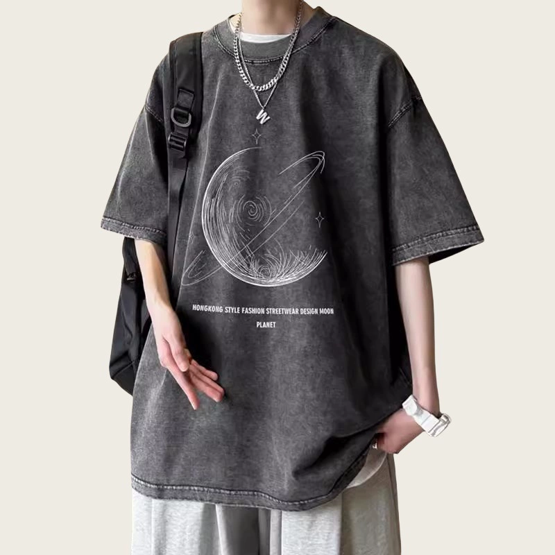 Хлопковая футболка с коротким руqавом, oversize, американский стиль