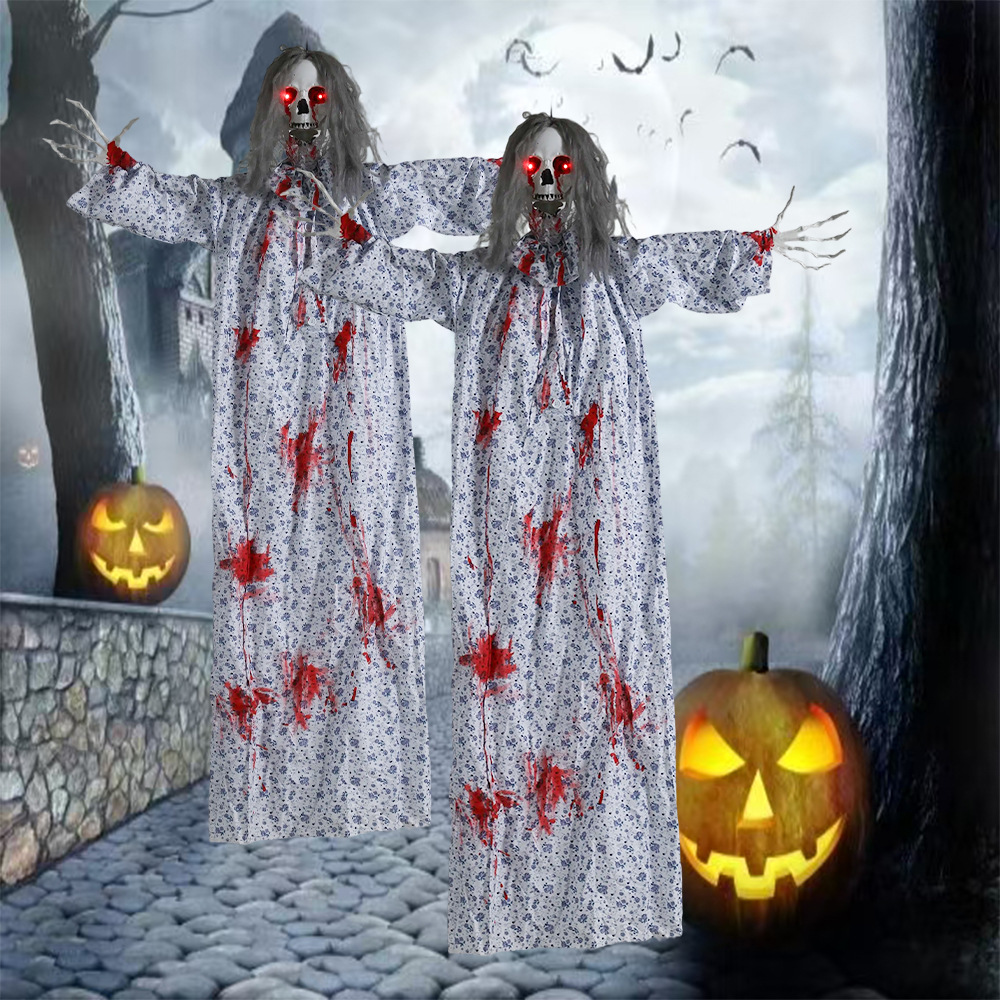 Barras transfronterizas de Halloween que cuelgan fantasmas, casas embrujadas, habitaciones secretas, accesorios de decoración, esqueletos brillantes, gritos de terror, miedo