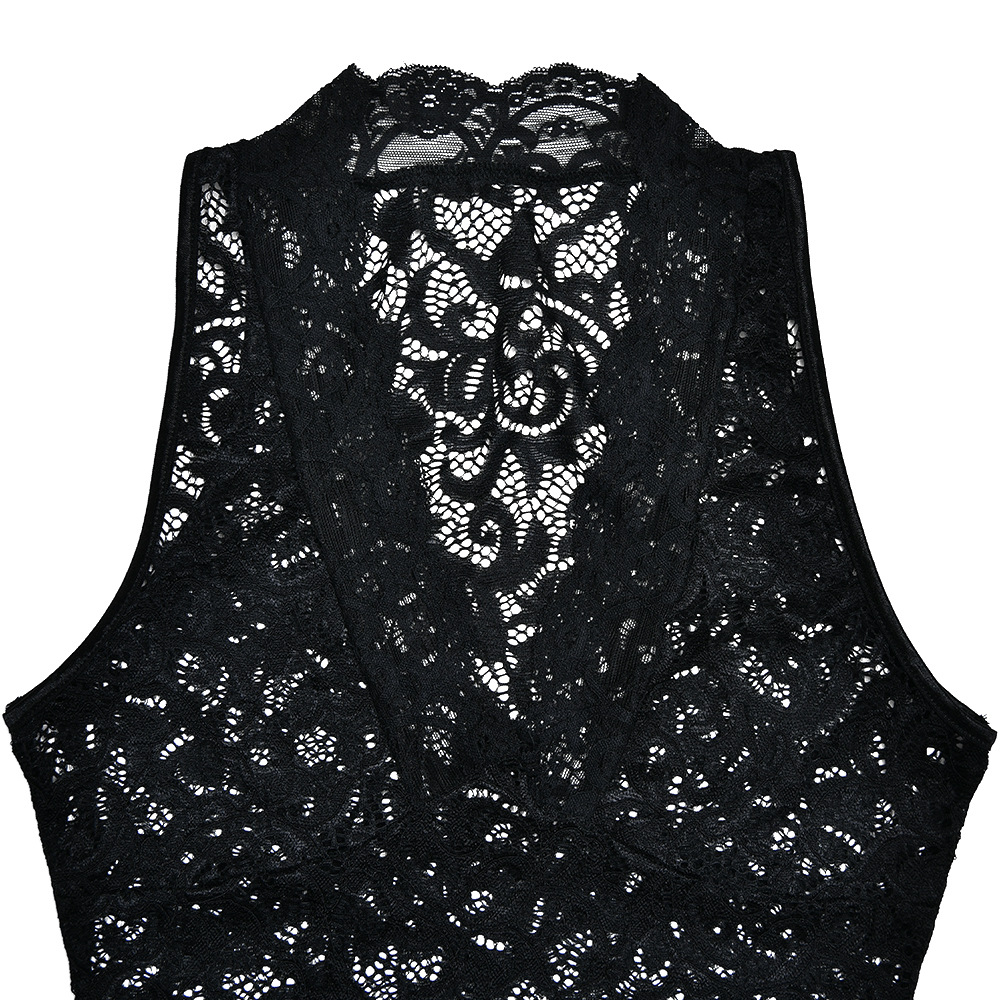 Lace See Through V Neck Jumpsuit Women Sexy Sexy Bottoming Shirt Spring