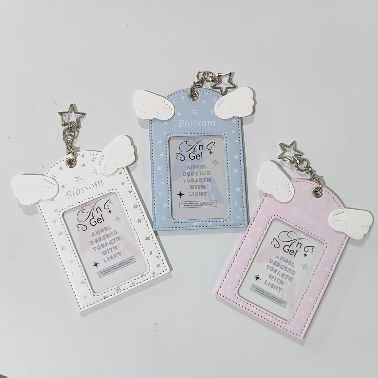 Wholesale Supply of Ins-Style Girly Cartoon Angel Wings Card Holder Keychain Pendant Creative Small Card Accessory Gift