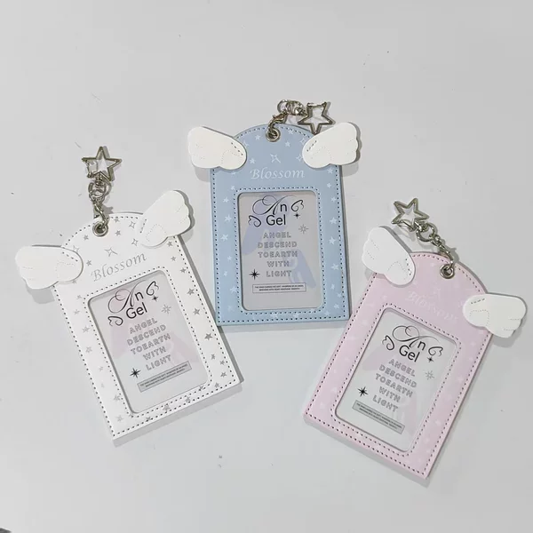 Wholesale Supply of Ins-Style Girly Cartoon Angel Wings Card Holder Keychain Pendant Creative Small Card Accessory Gift