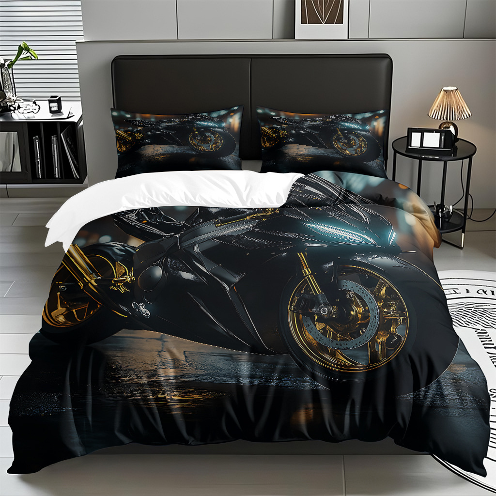 TEMU / JIT hogar transfronterizo motocicleta cool transpirable impresión digital colcha colcha