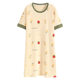 Women's nightdress with chest pad summer cotton short-sleeved mid-length cartoon dress over-the-knee pajamas women's 2024 New