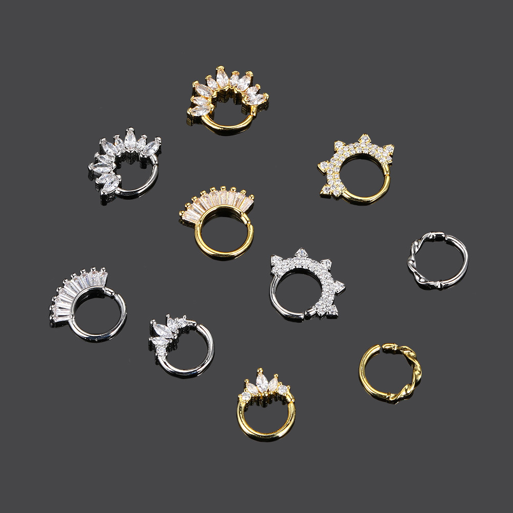 Simple Style Classic Style Geometric Copper Inlay Rhinestones Nose Ring Nose Pin display picture 1