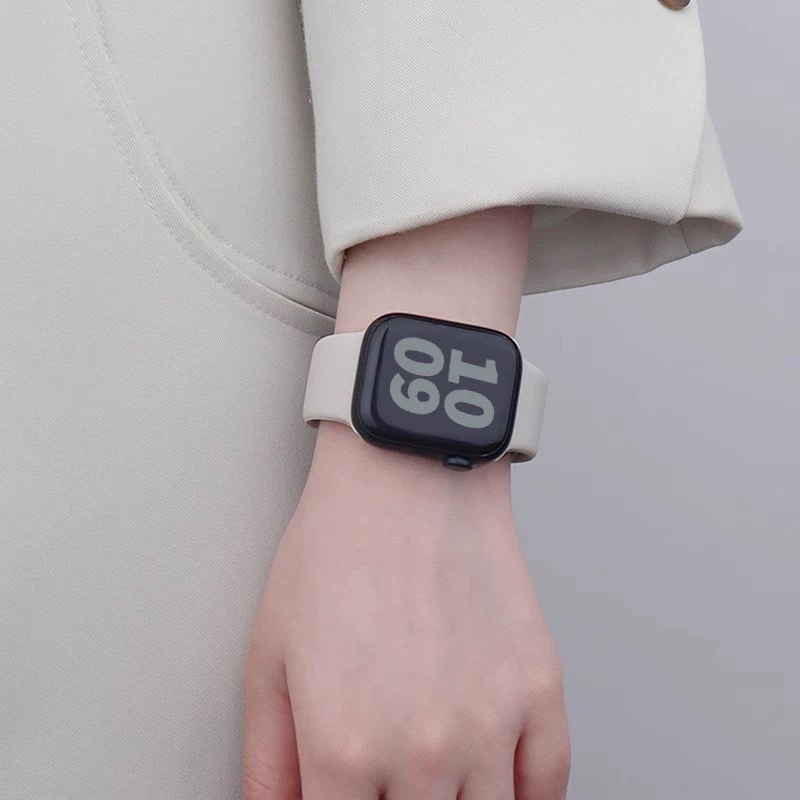 Suitable for Iwatch10 Apple Watch Strap S9 Watch Applewatch9 Silicone S10 Single-Color Watch Strap Smart