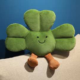趣味三叶草玩偶绿植盆栽毛绒玩具仿真三叶草抱枕花束公仔礼物批发