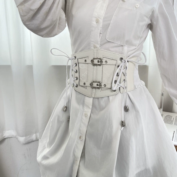 Lace white waist belt