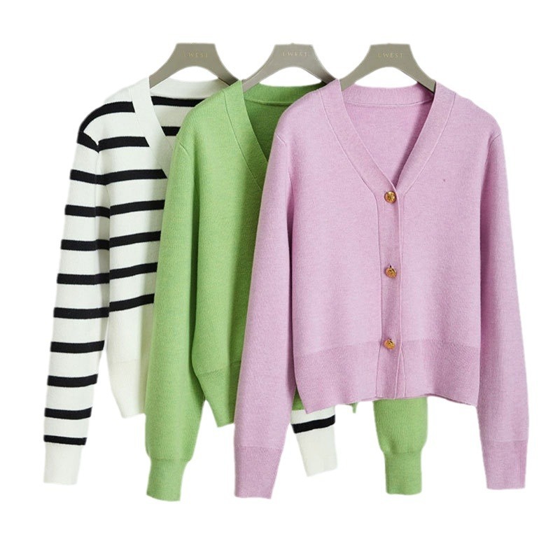 春と秋のニットのカーディガンの卸売りの薄い金の韓国版の婦人服のコートの女性のニットの雑用のセーターの露店の商品の供給源|undefined