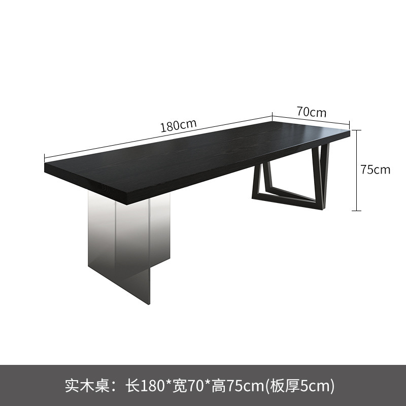 黑色实木茶桌办公室接待高级感轻奢大板茶台客厅家用茶几桌亚克力|undefined