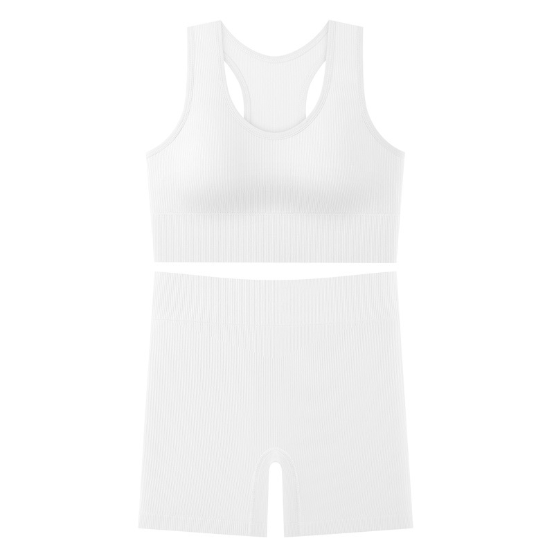Traje deportivo sin costuras para correr fitness yoga hermoso sujetador trasero estilo delgado chaleco deportivo a prueba de golpes pantalones cortos deportivos comercio exterior