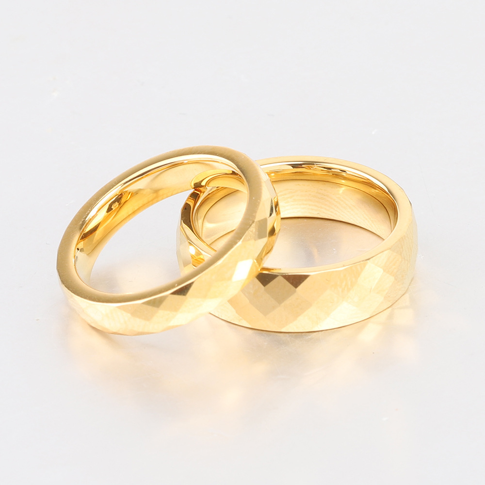 Instagram nouvelle bague en acier avec réglage en bobine de diamant polygonal coupé de 4 mm et 6 mm pour femme_voghion.com