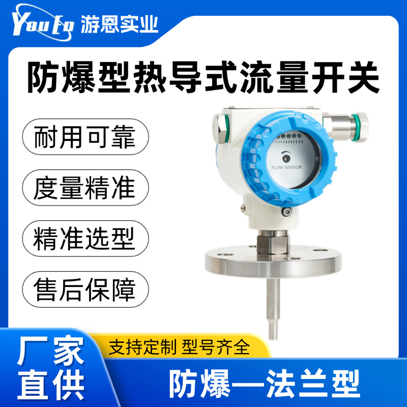 防爆型热导式流量开关 法兰插入式水流指示器断流保护电子传感器