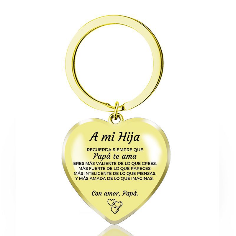 Collar de epoxi de acero inoxidable transfronterizo colgante en forma de corazón de melocotón llavero de amor personalizado español regalo de Navidad