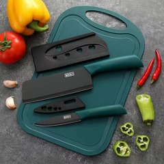 メーカー卸売り屋外ピクニック黒鋼刀携帯ステンレス肉切り包丁キッチンまな板刃物セット