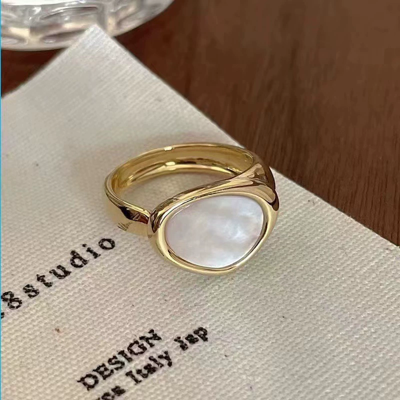 Adjustable ring, small design, light luxury European style — enamel, shell, zircon options