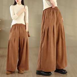 实拍 神裤灯芯绒阔腿裤文艺复古小众宽松百搭简约休闲裤