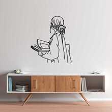 图书馆墙挂壁饰艺术铁艺挂件艺术图书馆里的女孩剪影极简主义线条