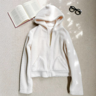 in stock/otaku with soft glutinous lazy wind sweater coat women's 2024 autumn and winter short cardigan hooded top
