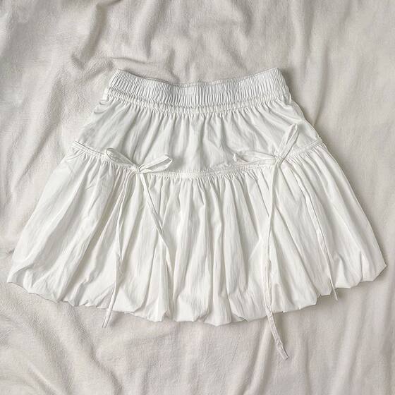Design Niche Bow Tie Band Tutu Skirt Skirt Small High Waist Sweet Short Skirt Flower Bud Skirt