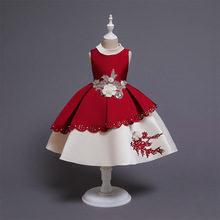 儿童礼服女周岁公主花童圣诞节日舞晚会演出亚马逊定制蓬蓬连衣裙