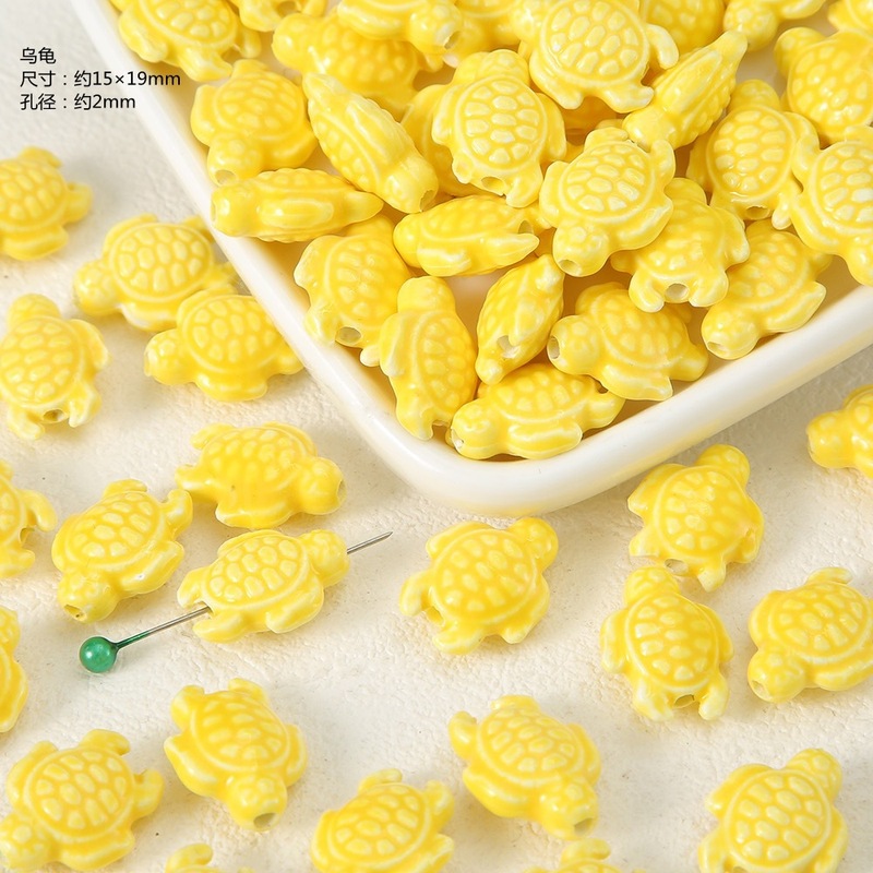 夏季专属黄色系陶瓷珠散珠穿孔手工diy材料手链项链耳环饰品配件|undefined