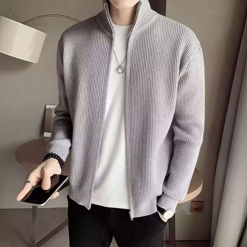 Knitted cardigan, men's autumn demi-season sweater, jacket with zipper