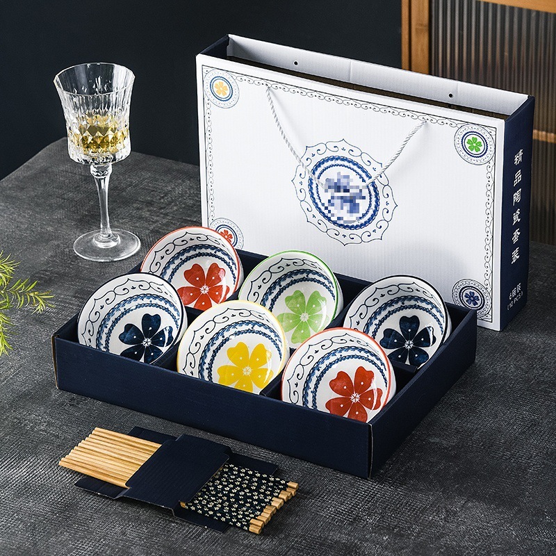 礼品碗套装家用吃饭套碗碗碟山茶花瓷碗陶瓷碗筷套装餐具礼盒装无|undefined