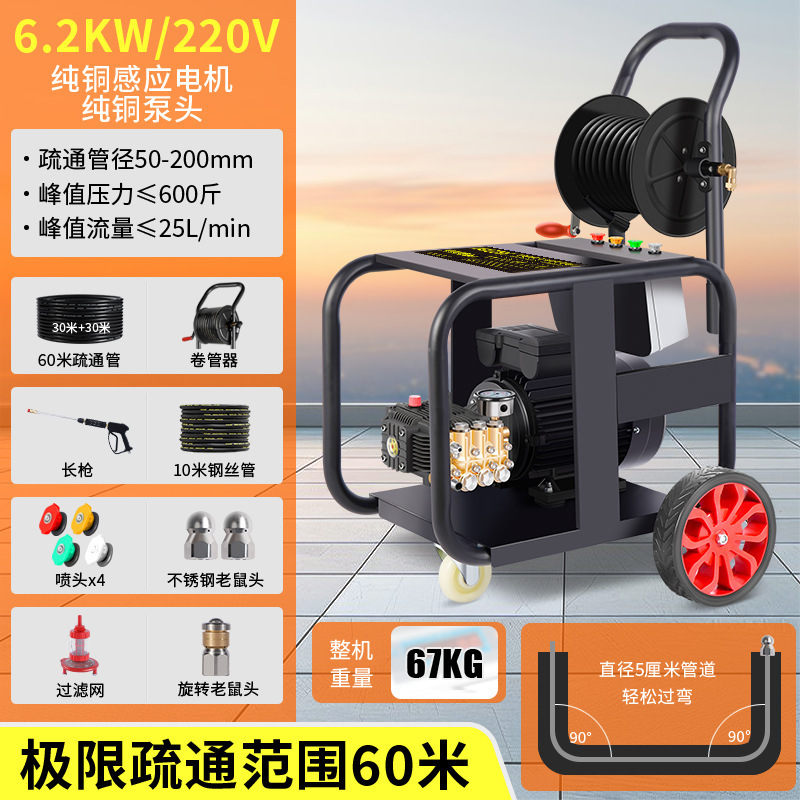 黒猫独創的な可変周波数高圧パイプ浚渫機ハウスキーピングクリーニング 220V 下水道パイプ浚渫および洗浄機卸売|undefined