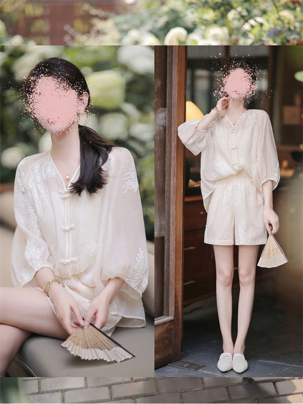 大喜同款｜小富婆国风套装｜刺绣上衣高腰半裙2025新款国风女套装|undefined