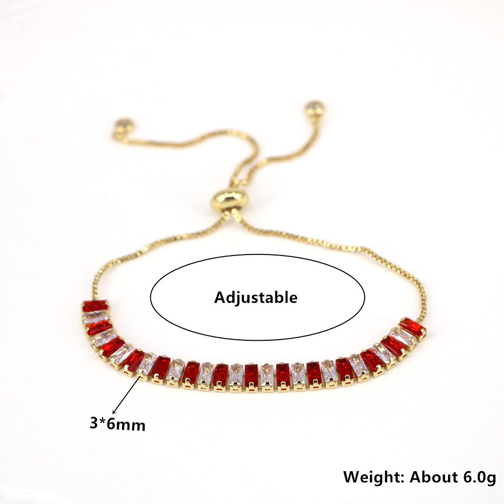 Fashion Inlaid Zircon Copper Bracelet Color Crystal Bracelet Couple Bracelet