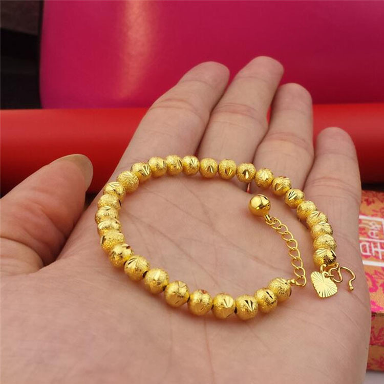 新商品のベトナムの黄金色の光沢のある玉の中実の金色のブレスレットのファッションは24の金色の招財の回転玉のブレスレットになります。|undefined