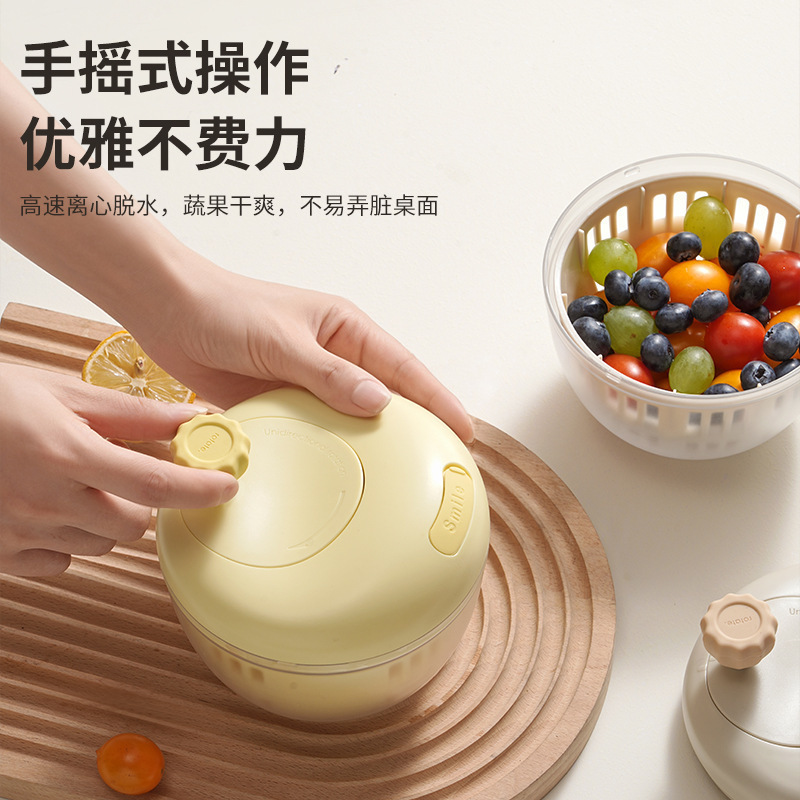 【オリジナル】野菜・果物乾燥機 家庭用水切り機 サラダ用手動水切りバスケット キッチン水切り機|undefined