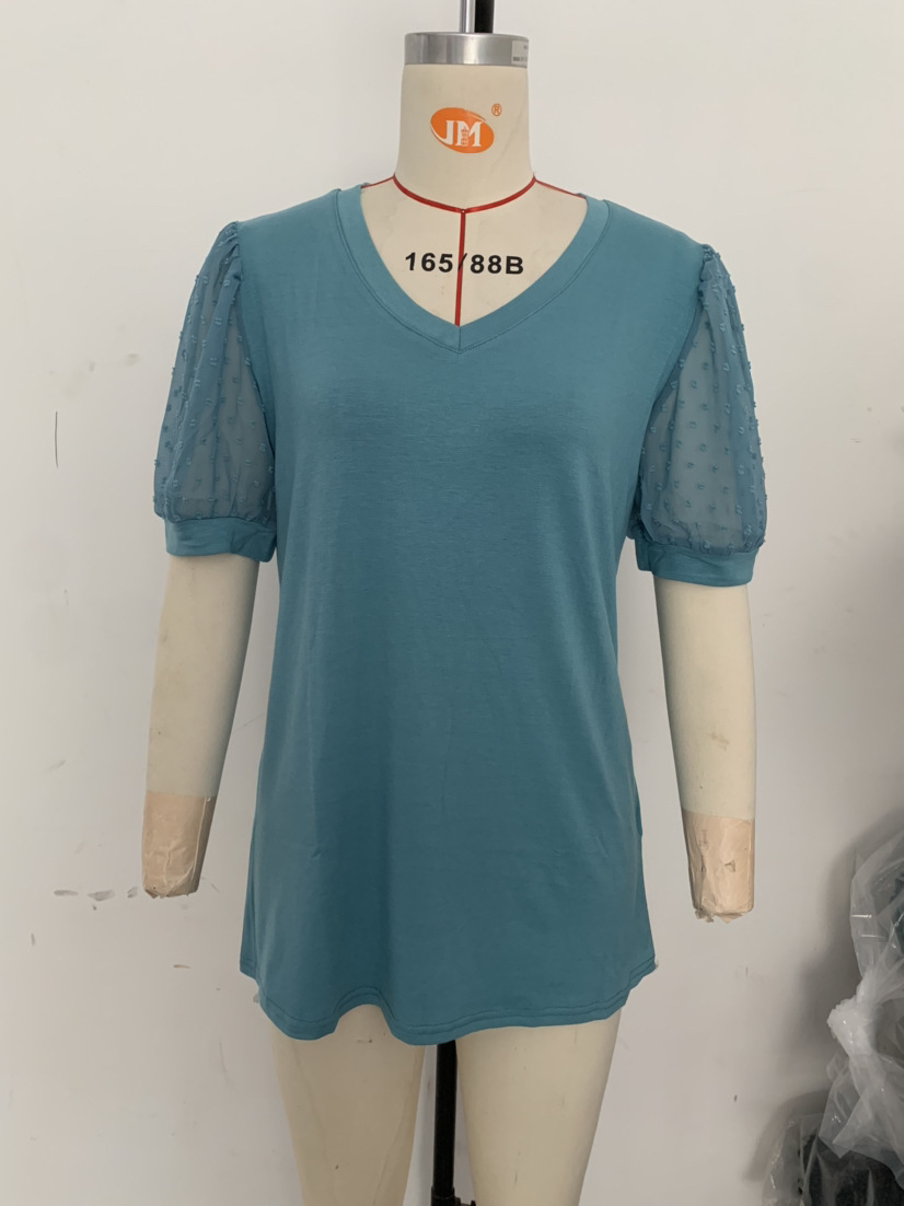 134g Weight Short Sleeve Sleeve Length Pullovers Placket Type Regular Sleeve Sleeve Type Wholesale Women's Simple Style Solid Color Short Sleeve Patchwork T-Shirts