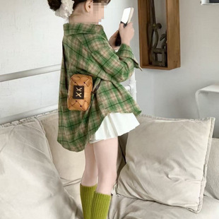 [1938 People] Korean Style Girls Plaid Shirt Jacket 2025 New Baby Spring Clothing Fashionable Girl Super Good-Looking
