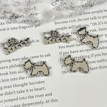可爱复古小狗字母合金贴片diy发饰手机壳鞋包相框冰箱贴手工配件