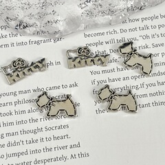 可爱复古小狗字母合金贴片diy发饰手机壳鞋包相框冰箱贴手工配件
