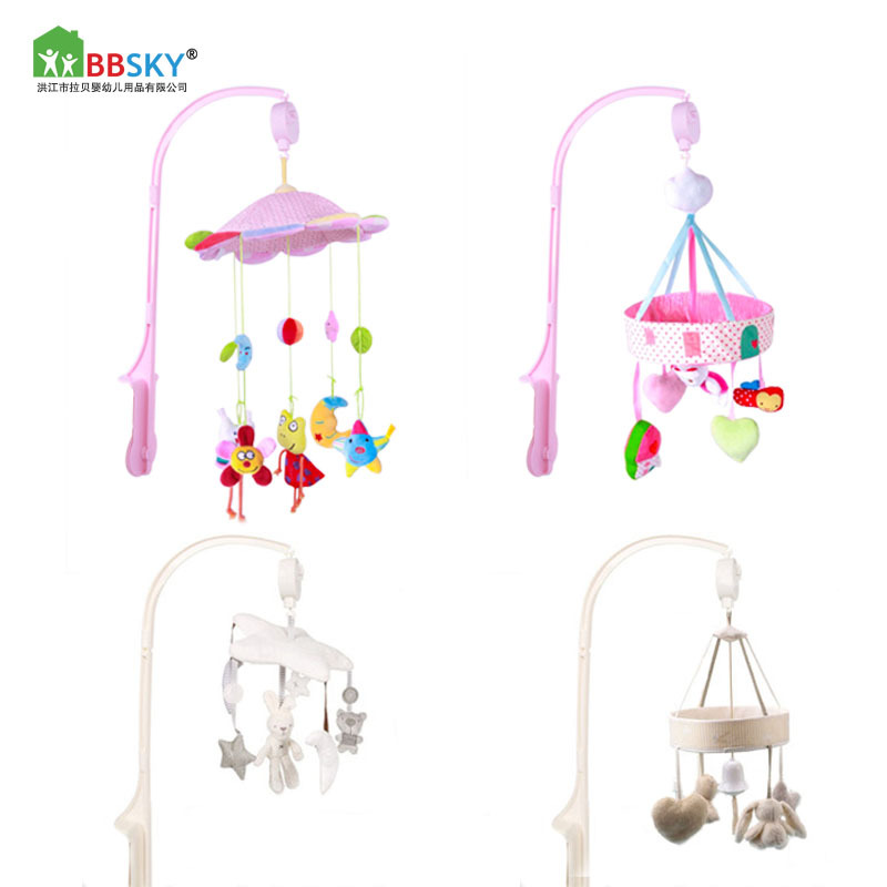 Juguete musical giratorio para cuna con forma de conejo y oso de peluche con estrella de cinco puntas para bebés.