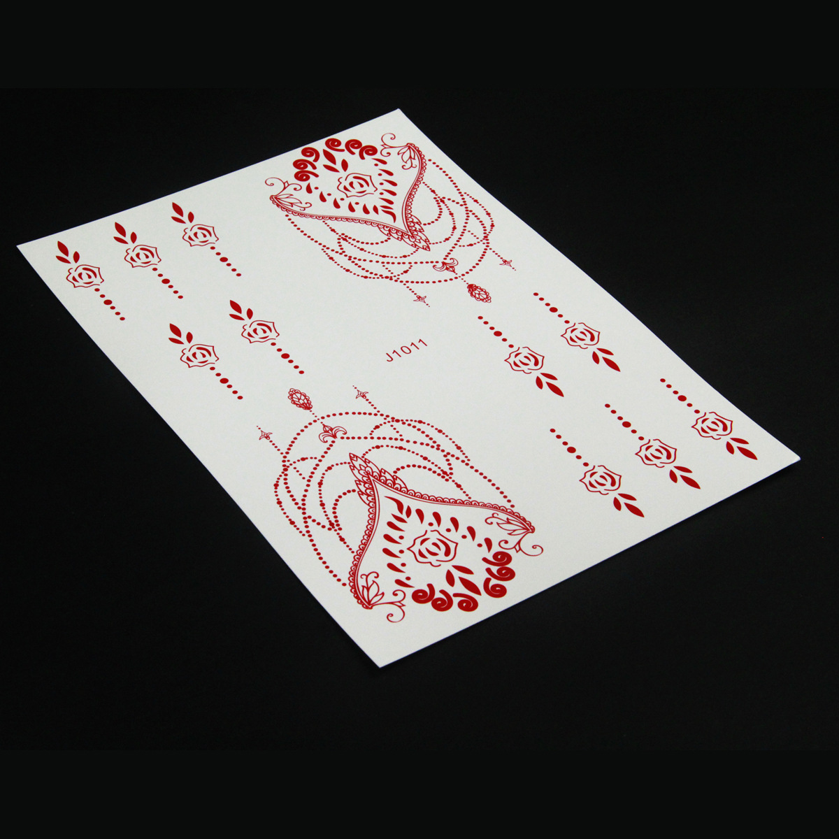 Parte posterior de la mano India Hina tatuaje etiqueta engomada Vermilion Hannah encaje tatuaje etiqueta engomada de transferencia de agua