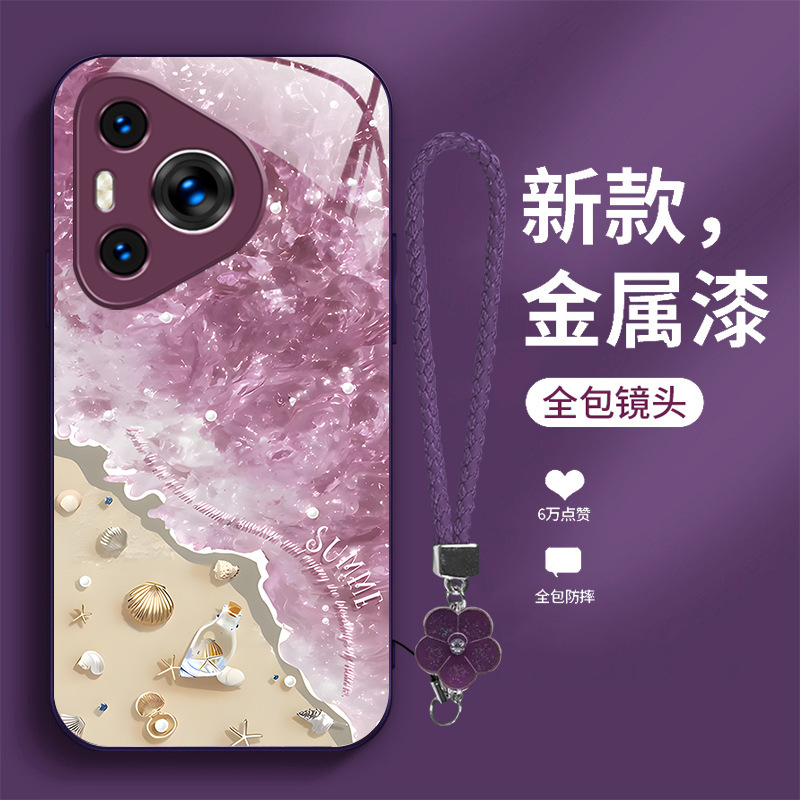 适用华为P80手机壳P70沙滩海浪P60贝壳P50金属漆GT夏日30花型挂绳|undefined