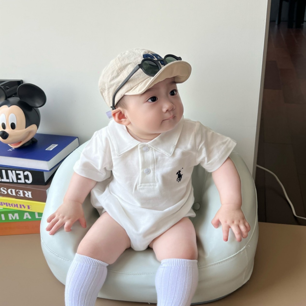 Full moon baby clothes summer jumpsuit one-year-old male baby Korean-style short-sleeved polo summer clothes