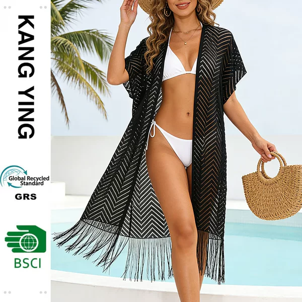 Europe and the United States sexy lace hollow shawl women's trendy temperament outside the sunshade tassel beach towel cross-border supply wholesale