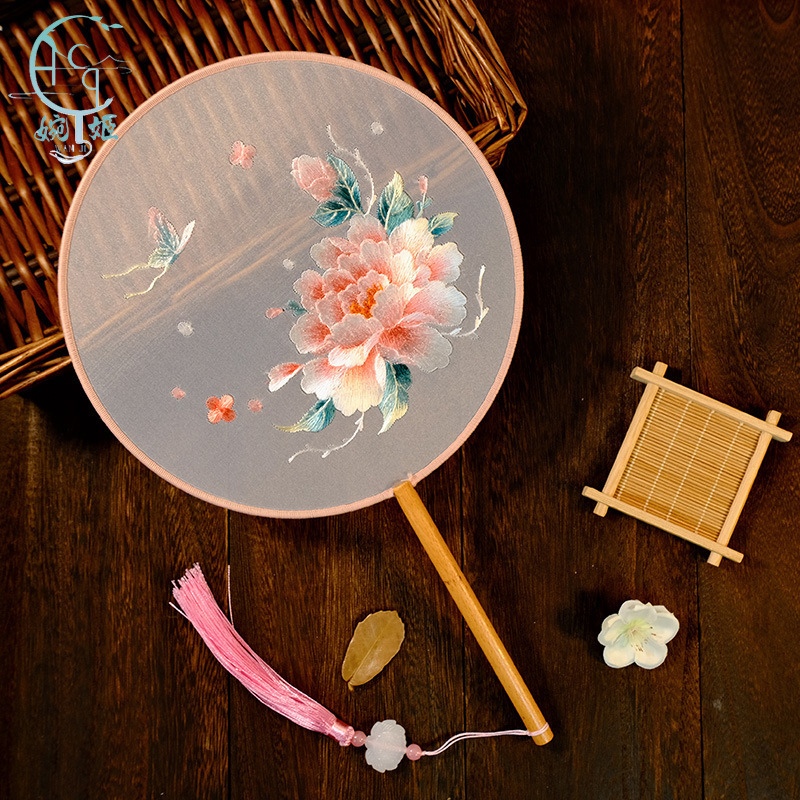 両面刺繍古風円扇刺繍団扇漢服専用蘇刺繍ダンス扇工場卸売り|undefined