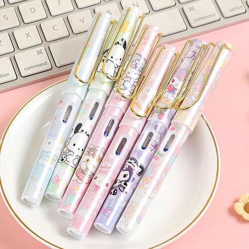 Sanrio Gel Pen Reversible Ink Cartridge Student Posture Writing Gel Pen Calligraphy Ink Cartridge Gel Pen Set High Fashion